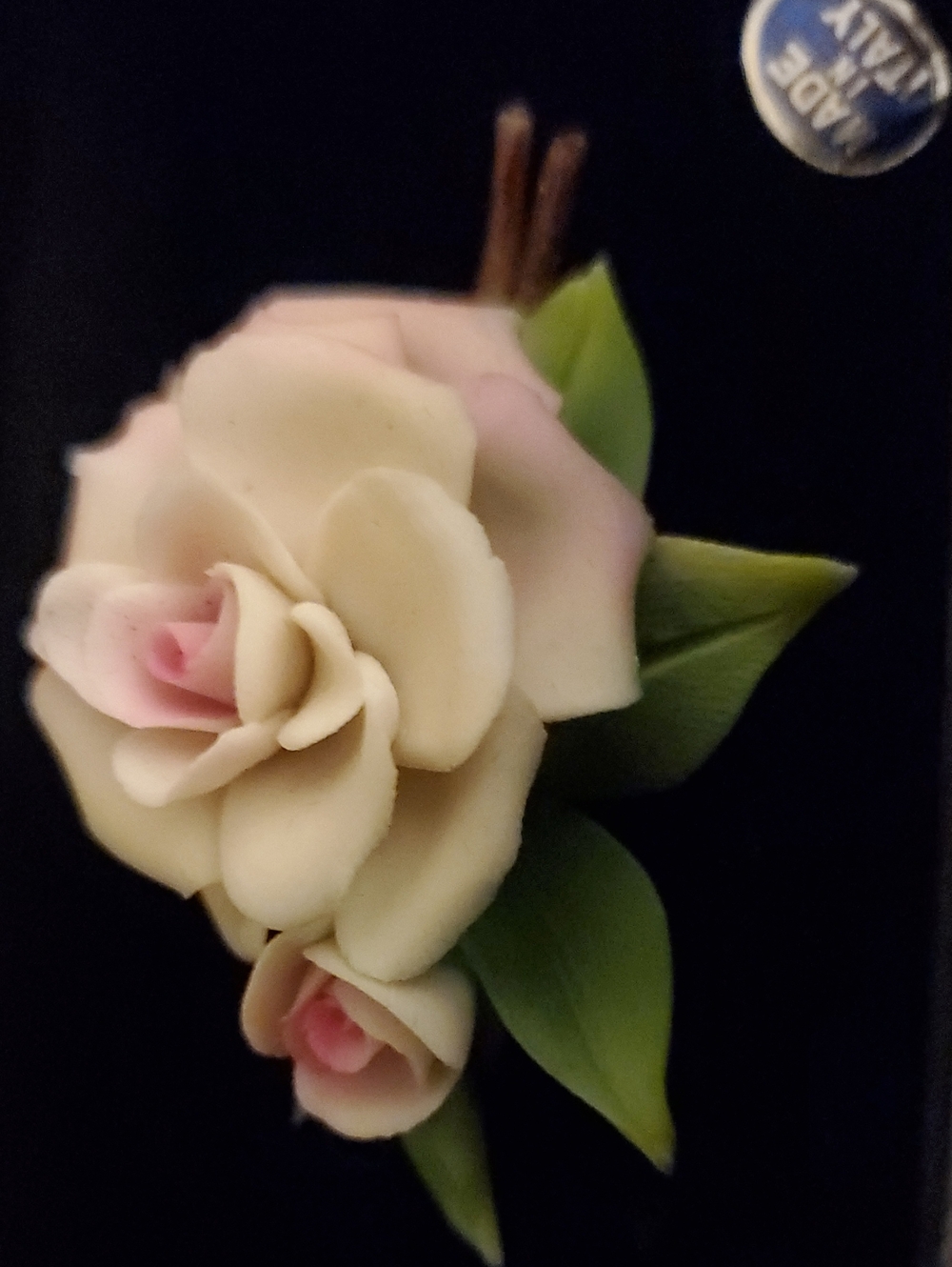 Vintage Capodimonte Porcelain Pink Rose Brooch Pin Made in Italy - Picture 4 of 8